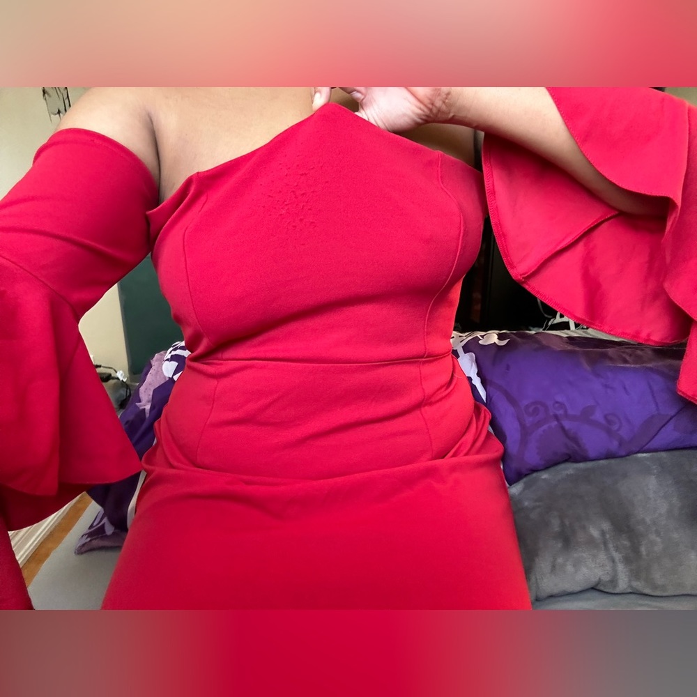 Plus Red Elegant Off The Shoulder Dress